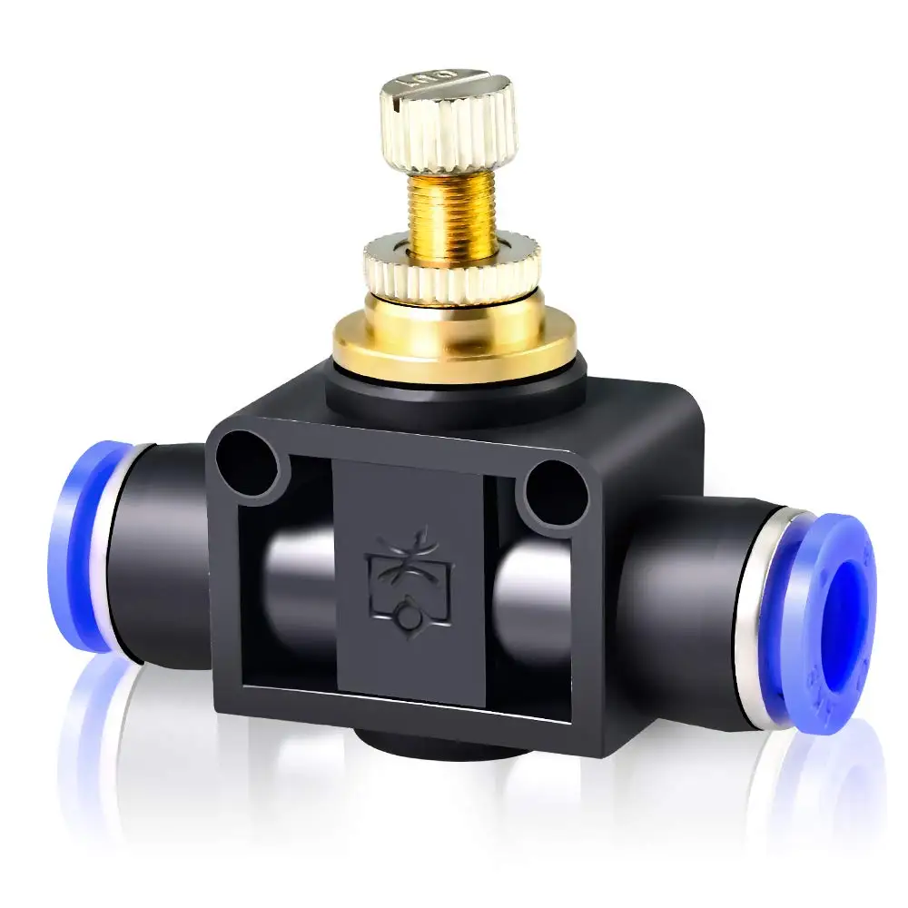 6MM Tube OD x 6MM Tube OD SCF-6 （Pack of 1） in-Line Speed Controller Union Straight TAILONZ PNEUMATIC Air Flow Control Valve with Push-to-Connect Fitting