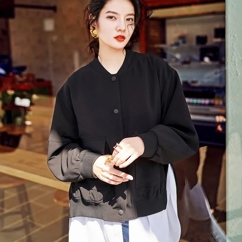 

AUDREYWANG Spring New Style Origional Loose-Fit Jacket WOMEN'S Dress Cool Printed Coat Women's Short Korean-style