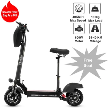 

10 Inch Adult Electric Scooter Patinete Eletrico Smart Folding Electric Skateboard With Seat Scooter Front Bag 600W Monopattino