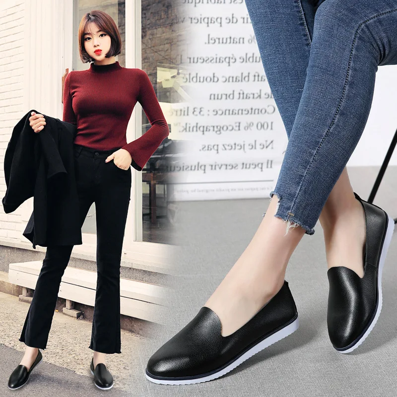 Women Ballet Flats Shoes Genuine Leather Slip on ladies Shallow Moccasins Casual Shoes Female Summer Loafer Shoes Women 896