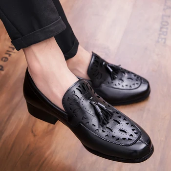 

Casual Shoes Men Leather Luxury Handmade Office Formal Wedding Party tassel club party Leisure Brand Shoes Loafer Men moccasins