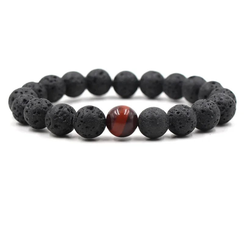 Мужской браслет из натурального вулканического бусина тибетского Будды браслет чакра из лавового камня рассеивающие браслеты мужские ювелирные изделия подарок Прямая поставка - Окраска металла: style 3