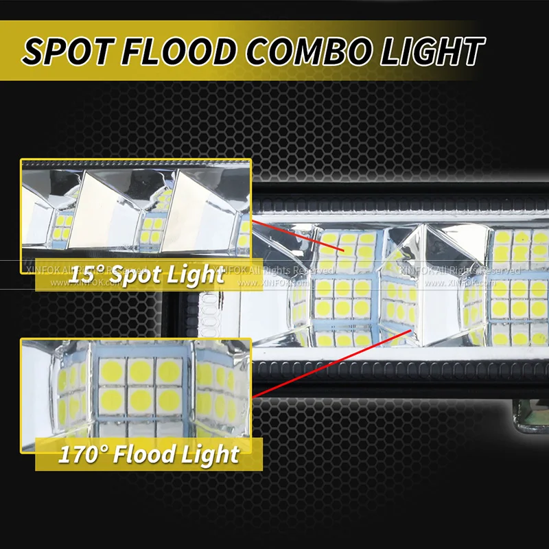 자동차 LED 작업등, LED 바 플러드 라이트, 흰색 운전 램프, 자동차 SUV 오프로드 차량 보트 DRL, DC 12V-60V, 72W, 6500K, 2200LM