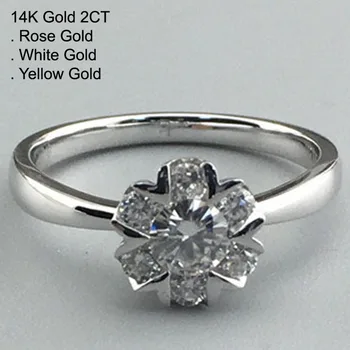 

14K Gold 2 Carat Moissanite Diamond Ring Women 6 Round Heart Classic Trendy Wedding Party Engagement Anniversary Ring D Color