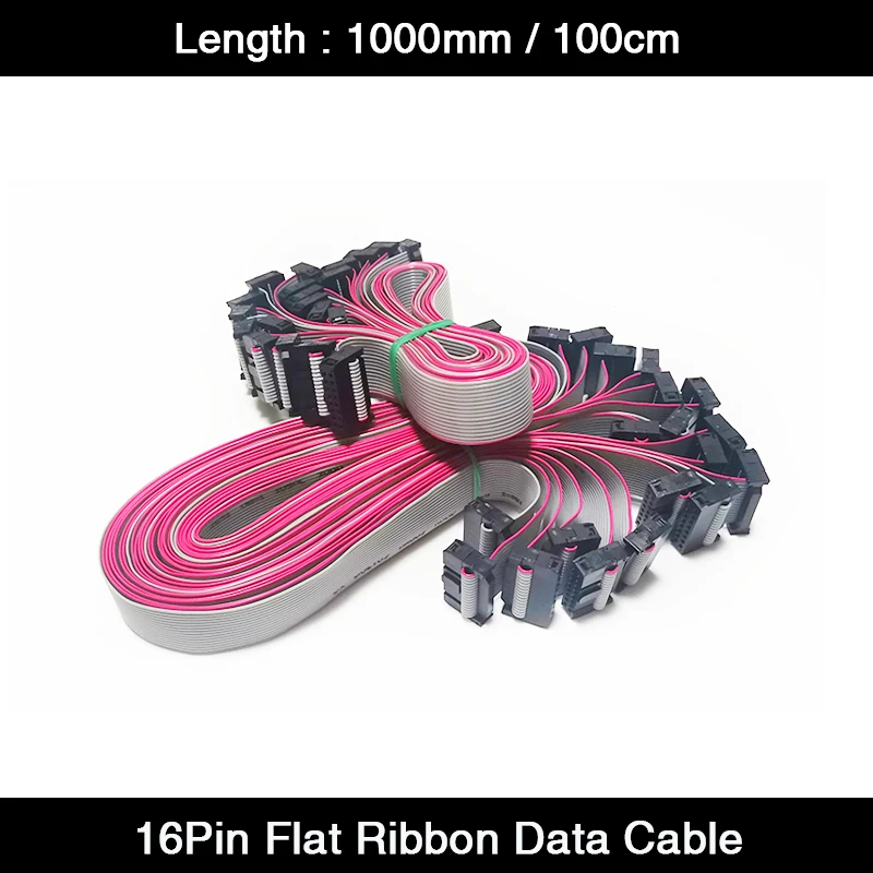 10Pcs/Lot 1000mm/100cm/1m Length 16Pin Flat Ribbon Data Cables for LED Display Control Card Connection
