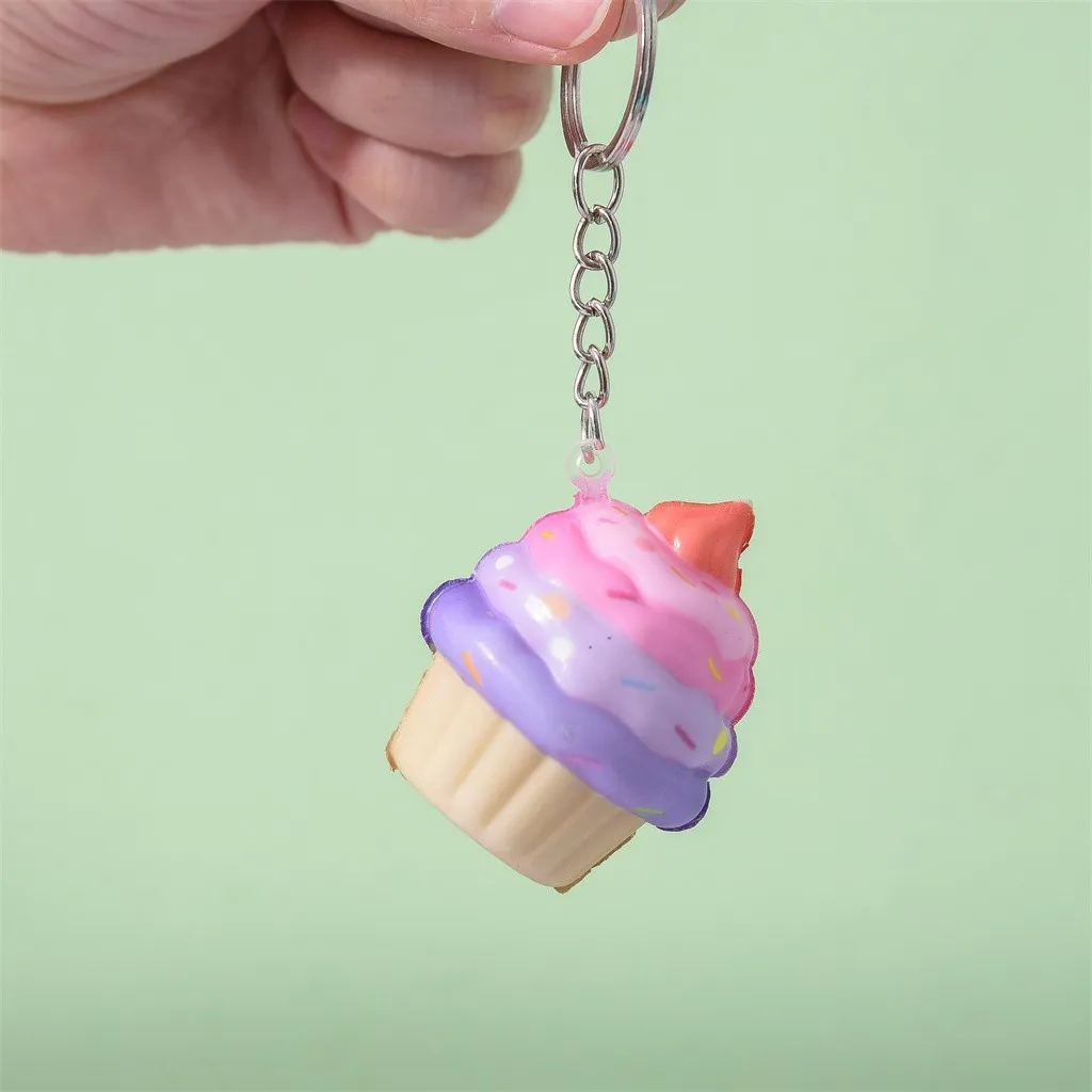 Ice Cream squeeze toy Pendants Creative Gift Simulation Cake Slow Rising Straps Bread Toys Backpack Accessories Decorations #A