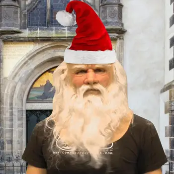 

Christmas Mask Santa Claus Party Cosplay Funny Face Mask Full Head Latex Santa Masks Costume Masquerade Wig Beard Dress Up Gift