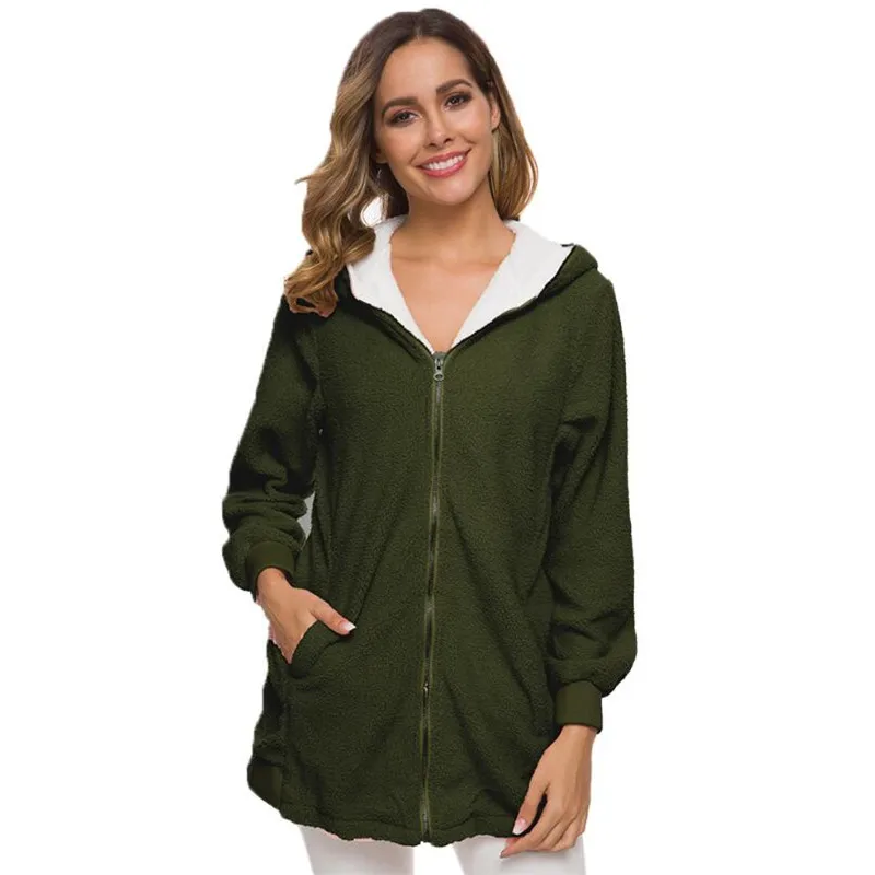 Army green Европейская и американская Женская одежда, модная толстовка на молнии - Цвет: Army green