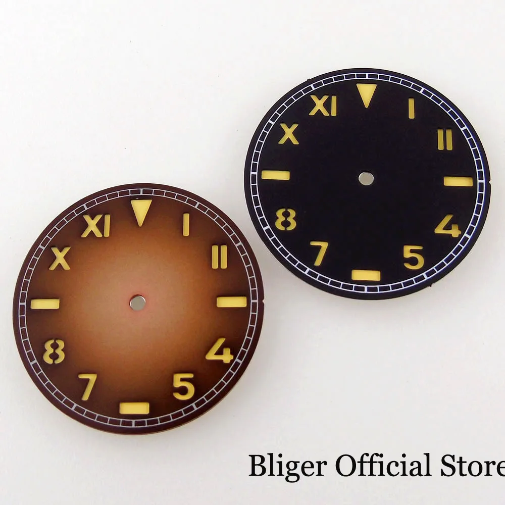 

BLIGER fit NH35A NH36A 35mm*0.7mm California Black/Coffee Watch Dial Face Roman Number ETA 2836 2824 MIYOTA82 DG MINGZHU2813