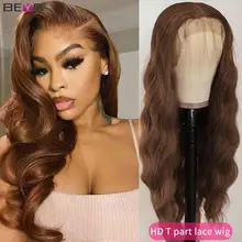 Günstige 180 Dichte Braun Körper Welle Perücke Peruanische Haar Für Schwarze Frauen T Teil Transparent Spitze Perücken Beyo