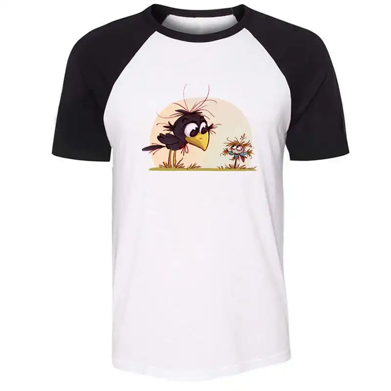 Cartoon Cute Crow And Scarecrow Inky Hummingbird Art Mens Guys Printing T Shirt Graphic Tee Short Sleeve Cotton Tshirts Aliexpress