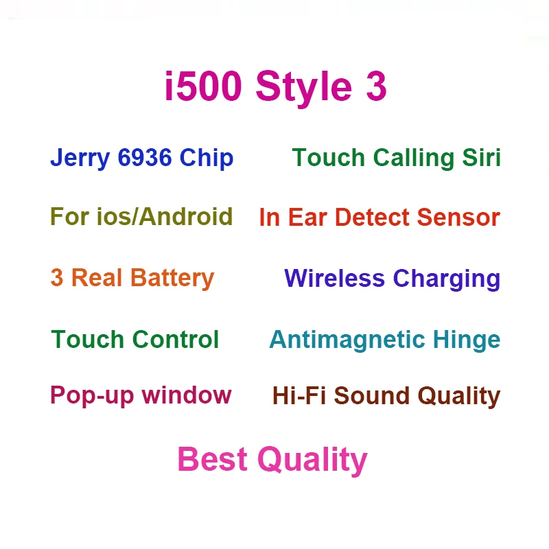 I200 i500 TWS 1536 чип супер копия Air2 рензованные gps Bluetooth наушники Беспроводная зарядка наушники сенсорная гарнитура Реплика 1:1 TWS - Цвет: Style 3