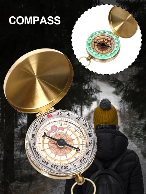 Hand-held Pocket Traveling Hiking Camping Navigation Brass Portable Compass  boussole kompas Camping Equipment походный инвентарь - AliExpress