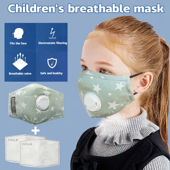 

Children 1pc Face Covers + 2pcs Filter Reusable Dustproof Cover Dust Cover PM2.5 Windproof Foggy Haze Pollution Respirato