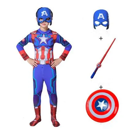 Marvel, комплект одежды американского капитана, Костюм Мстителя, комбинезон с короткими рукавами, щит для детей - Цвет: H