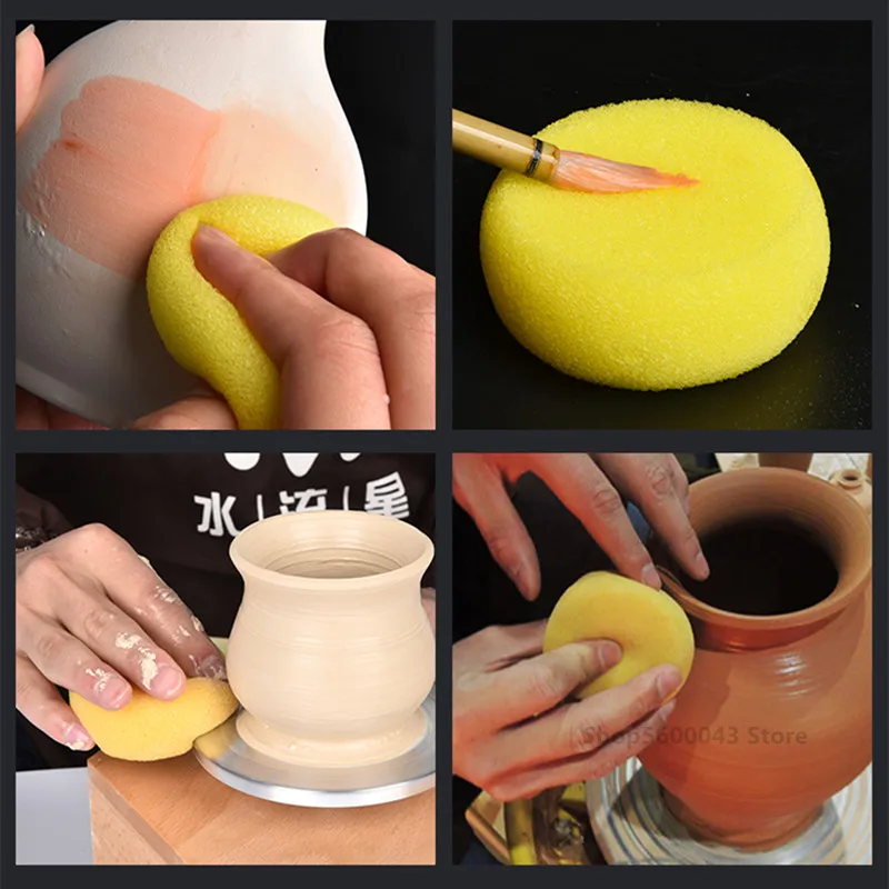 Polymer Clay Tools Pottery Tools Clay Sculpting Tools Pottery Sculpting Tools Clay Craft Tool 5 Pieces/set Round Sponge Soft Water-absorbent Pottery Sculpture Modeling Moisturizing Sponge Coloring Clean Pottery Tools