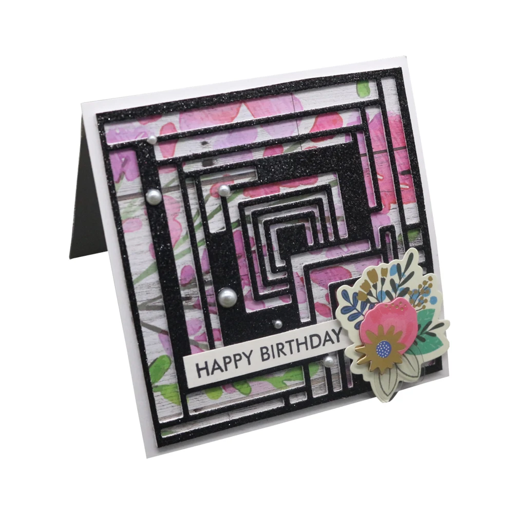 Square Frame Scrapbook Cover Decoration Metal Cutting Dies Mold Embossing Craft Knife Mould Background Stencil Stamps and Dies