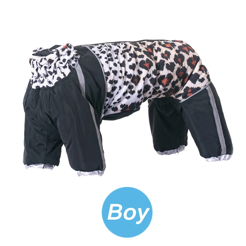 Leopard Светоотражающий комбинезон для собак, зимняя теплая пуховая куртка для домашних животных, одежда для собак, одежда для щенков, комбинезон с панталонами femme - Цвет: Leopard