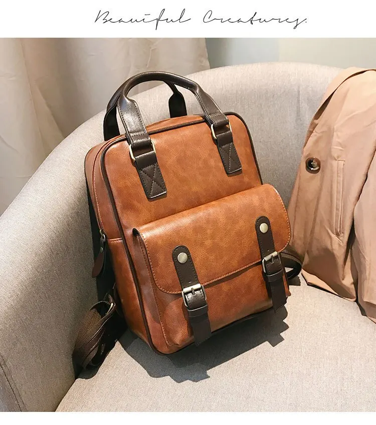 Mochila Feminina, школьные сумки с защитой от кражи, водонепроницаемые, для путешествий, для ноутбука, коричневый кожаный большой рюкзак для женщин, корейский дизайн