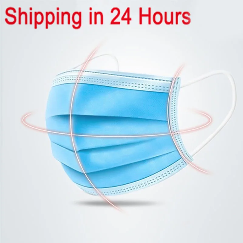 

10/20/30/40/50 Pcs Non Woven Disposable Face Mask 3 Layer Hanging Ear Dust Filter Safety Elastic Facial Dust-Proof Safety Masks
