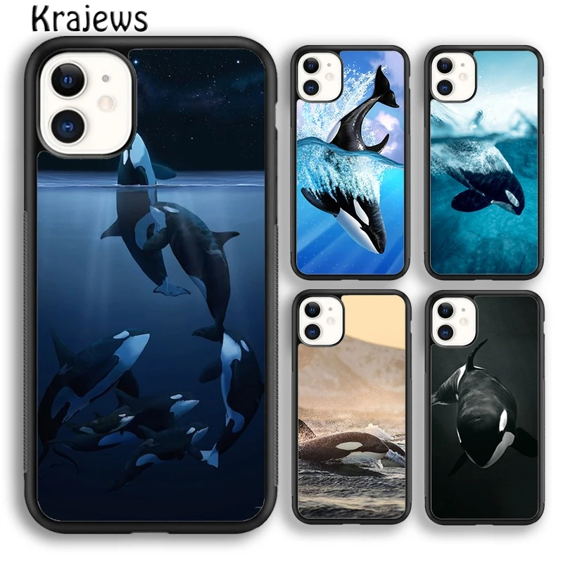 Мягкий чехол krajew Orcas с рисунком Кита для телефона iPhone 5 SE 6s 7 8 plus X XR XS 11 12 pro max Samsung
