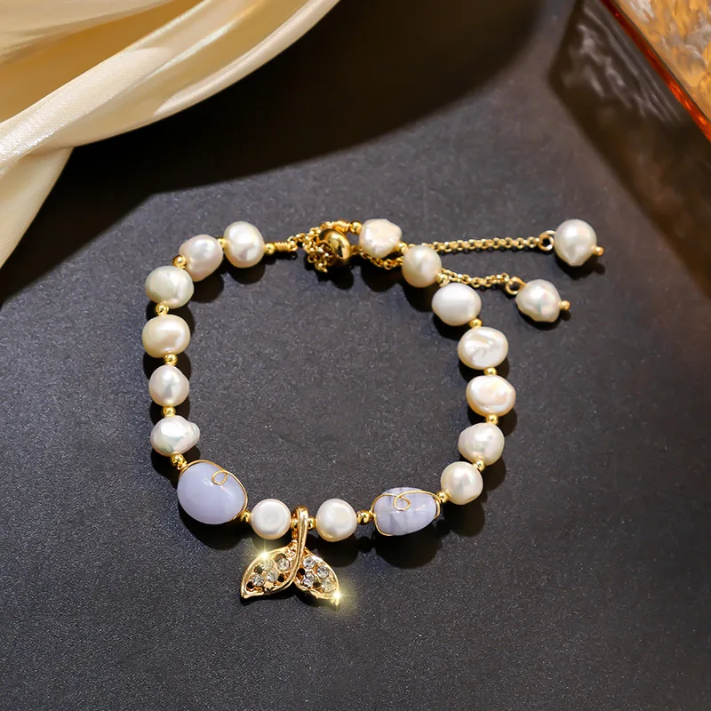 Модный маленький свежий и милый браслет из круглых бусин Простой в виде рыбьего