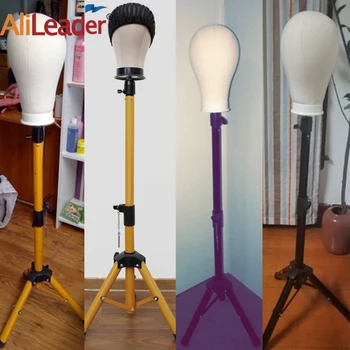 

Alileader Black Gold Adjustable Mannequin Head Tripod 115/125Cm With 21-25"Canvas Mannequin Head Wig Stand Tripod Wig Making Kit