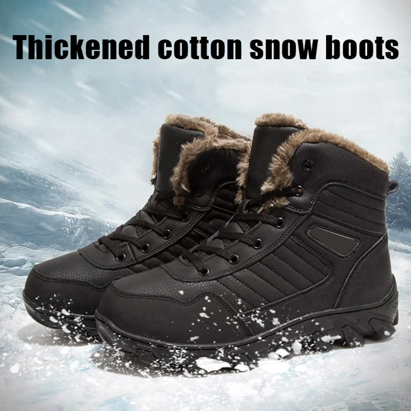 New Arrival Men PU Leather Sport Winter Boots Warm Shoes Thicken Soft Anti-slip for Outdoor