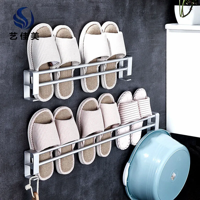 

A Generation of Fat-Free Punched Bathroom Slipper Rack Wall Hanging Adhesive Toilet Bathroom Storage Water Draining Rack