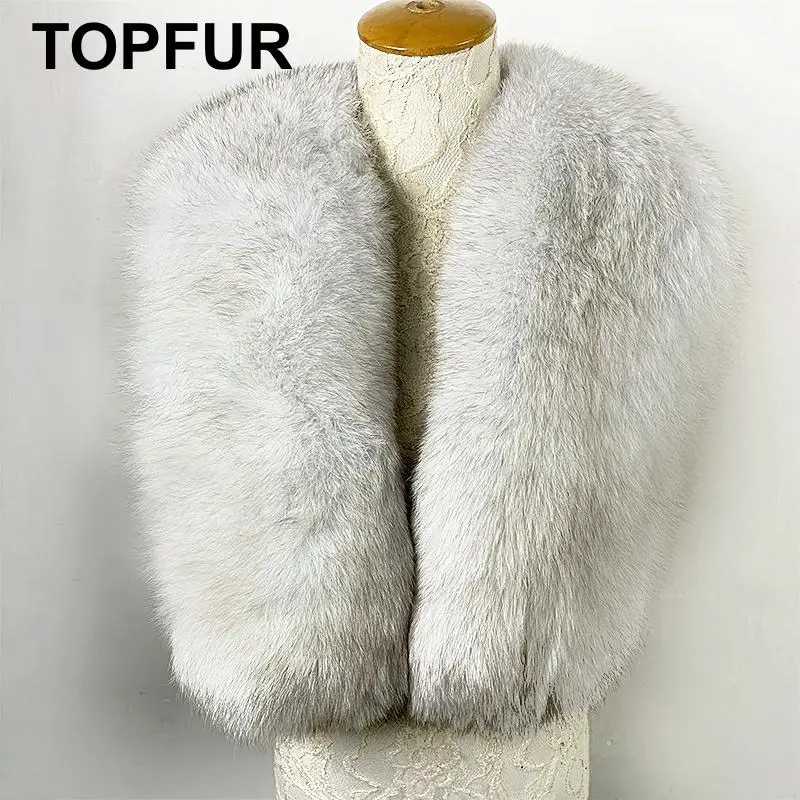 TOPFUR, новая мода, зимний женский шарф, светильник, серый длинный шарф, женский шарф из натурального меха, натуральный Лисий мех, одноцветные роскошные шарфы для женщин