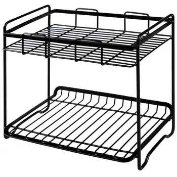 

Practical Iron Spray Paint Kitchen Spice Rack Condiment Kitchen Storage Rack Durable Double Floor Shelf