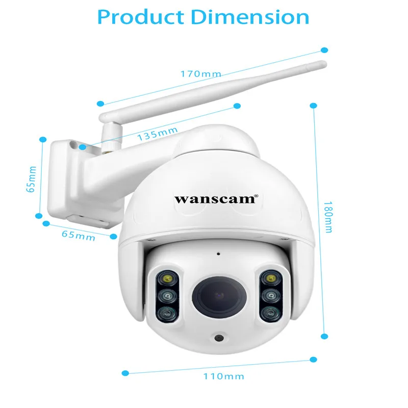 

Wanscam K64A 1080P PTZ 16X Zoom FHD Face Detection Auto Tracking WiFi Wireless Two-way Audio IP Camera R60 Wireless Camera