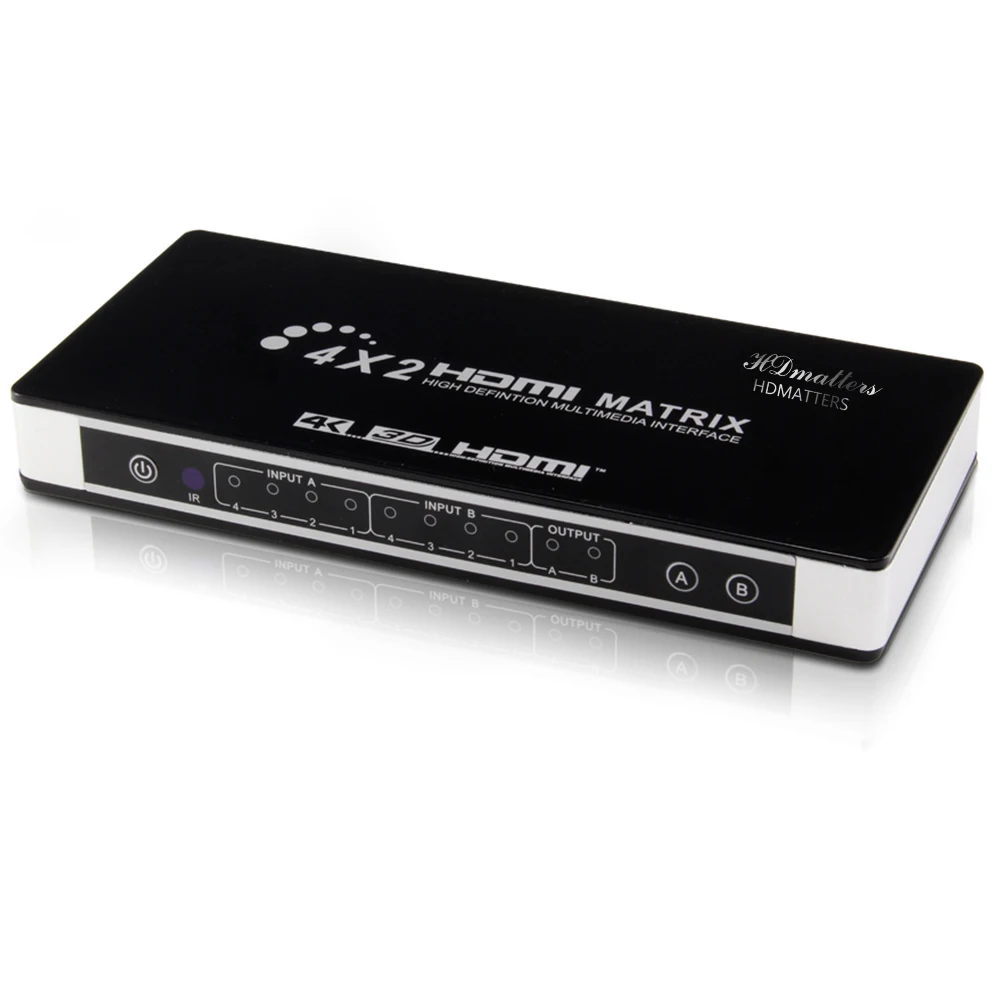 4K HDMI матрица 4X2 с аудио выход HDMI Сплиттер 4 в 2 Выход HDMI 1,4 в 4 к X 2 к/30 Гц с ИК-пультом дистанционного управления и адаптером питания