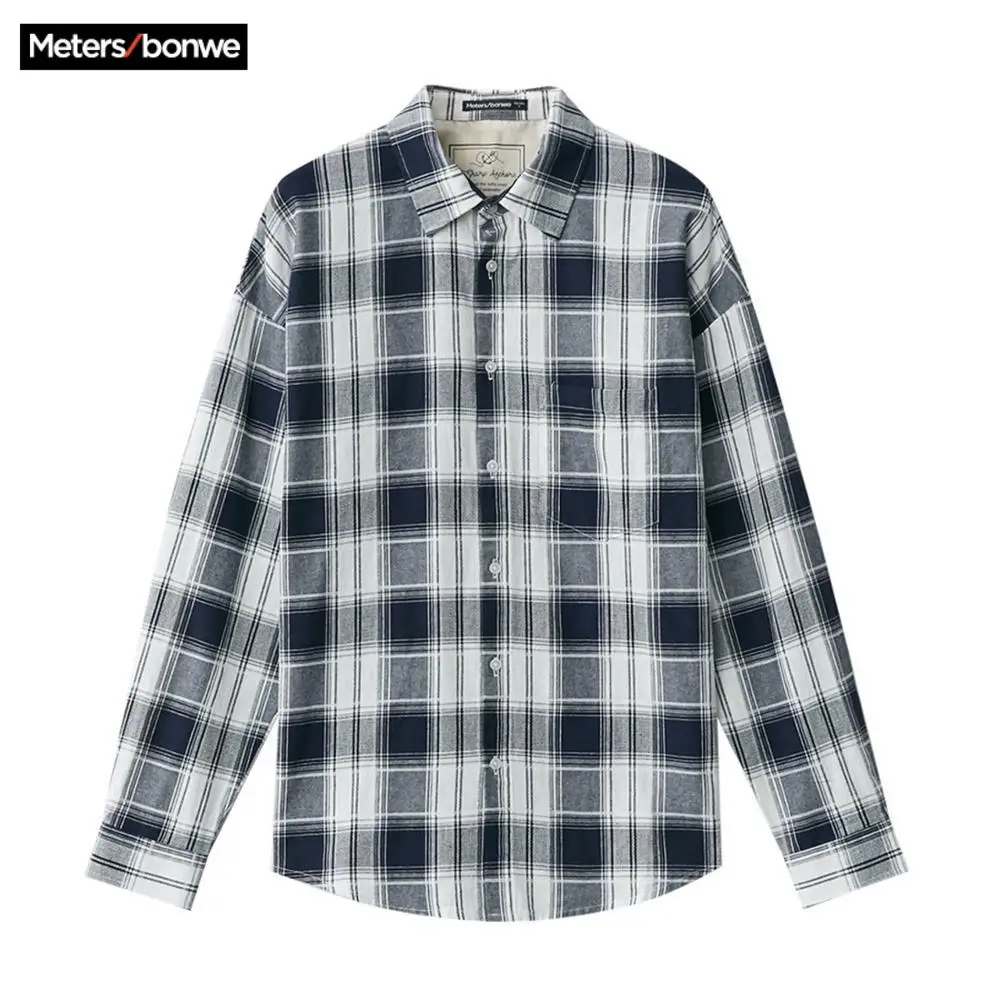 Metersbonwe 2020 Spring New Men Simple Long Sleeve Cotton Shirt Loose Plaid student Leisure Fashion Wild shirt men | Мужская одежда