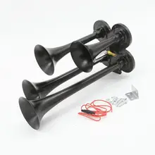 Universal Car Automobile SUV Van 4-Trumpet Train Air Horn 12V/24V 150db for Air Compressor