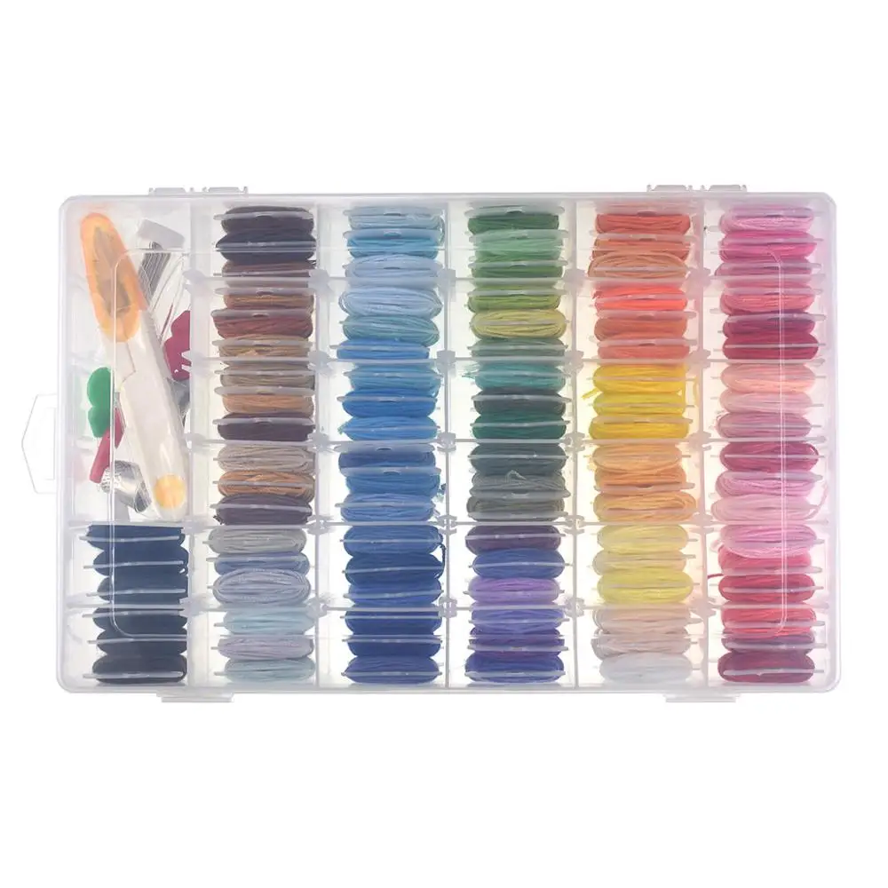 

100 Color Rainbow Cross Stitch Cotton Embroidery Thread Floss Sewing Skeins Craft with Organizer Storage Box Sewing Skeins #3F