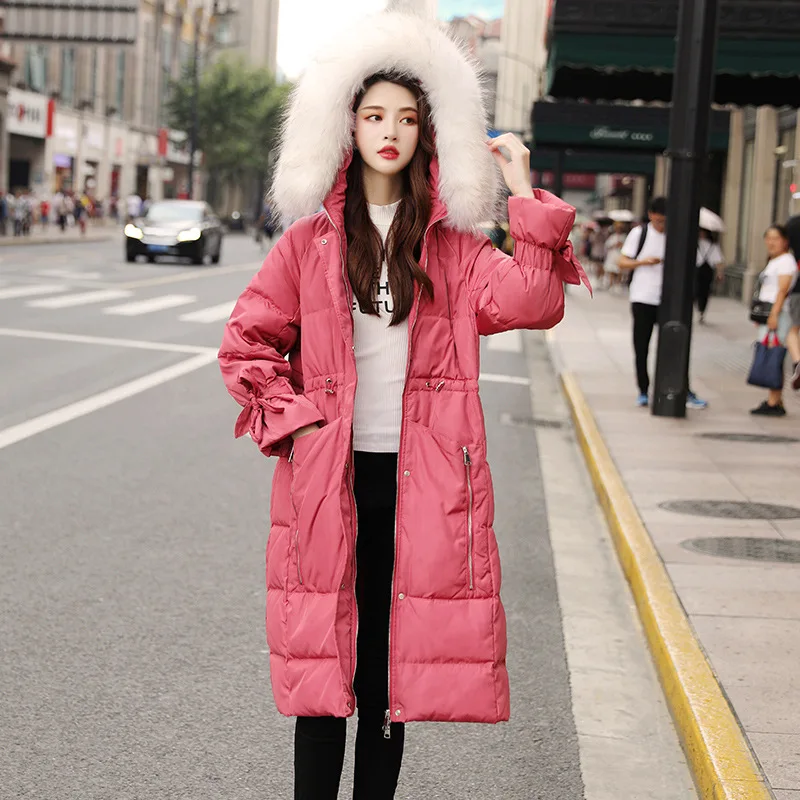Pink Новинка года; зимнее Длинное свободное плотное пальто с воротником для девочек; ovo 928 - Цвет: Pink