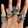 25pcs/lot Animals Rocker Biker Man Ring Dragon Snake Elephant Owl Big Men Ring Party Gift Wholesale Mixed 4