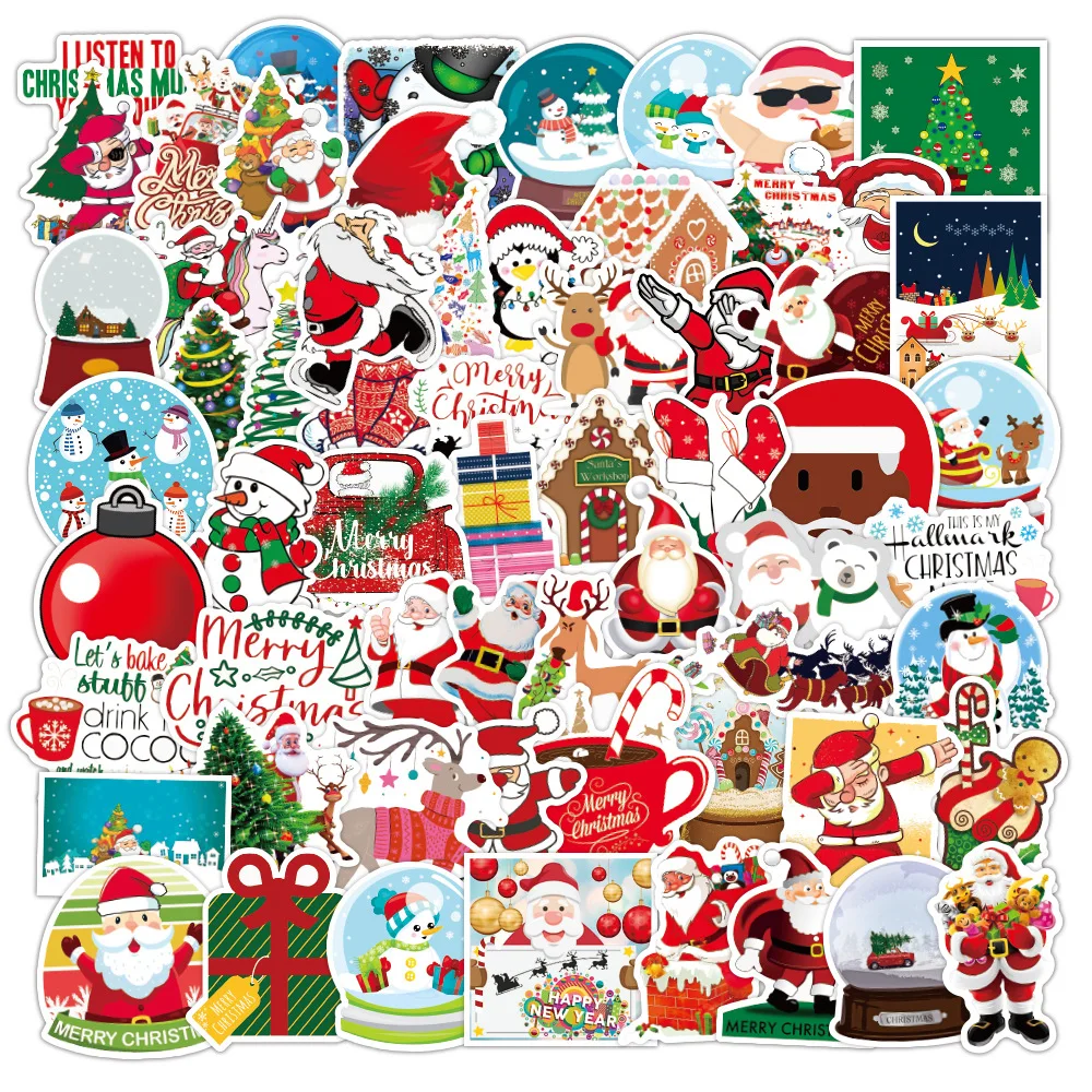 

100PCS Christmas Stickers Laptop DIY Fridge Guitar Luggage Skateboard Waterproof Funny Graffiti Cartoon Sticker Decals Kid Toys