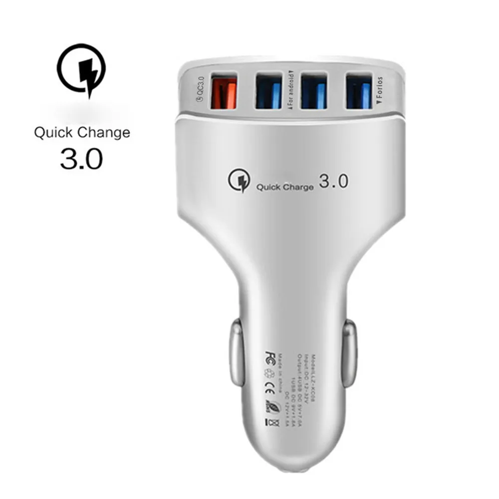 4 USB Автомобильное зарядное устройство подходит для iPhone 6 6s 7 8 plus планшет xiaomi samsung S8 телефон планшет gps 3.0A автомобильный адаптер зарядного устройства для телефона