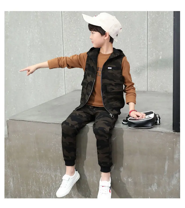 Roupas do Bebê Roupas de Inverno Adolescente Crianças Meninos Traje Carta Agasalho Camuflagem Topos Calças Menino Conjunto Infantil 3 Pçs 6 Computers & Electronics