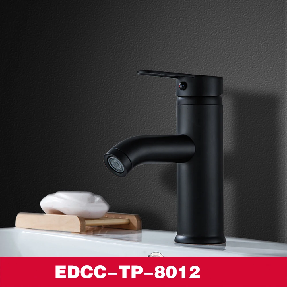 TP-8012 Black Faucet Stainless Steel Paint Bathroom Basin Faucets Blacked Hot Cold Mixer Tap Single Hole | Обустройство дома
