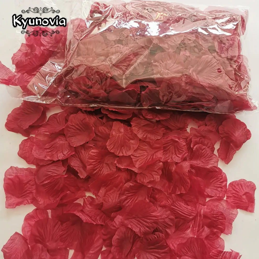 Kyunovia, 1000 шт, полиестовые лепестки роз, Petalos De Rosa, свадебные украшения, искусственная ткань, Свадебные лепестки роз BY42