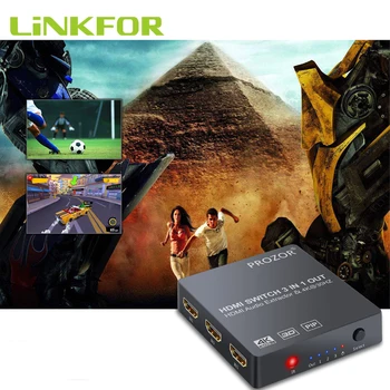 

LiNKFOR 4K 3D 1080P PIP 3x1 HDMI Switch with Audio Extractor With Optical Toslink SPDIF Audio Output With Remote Control