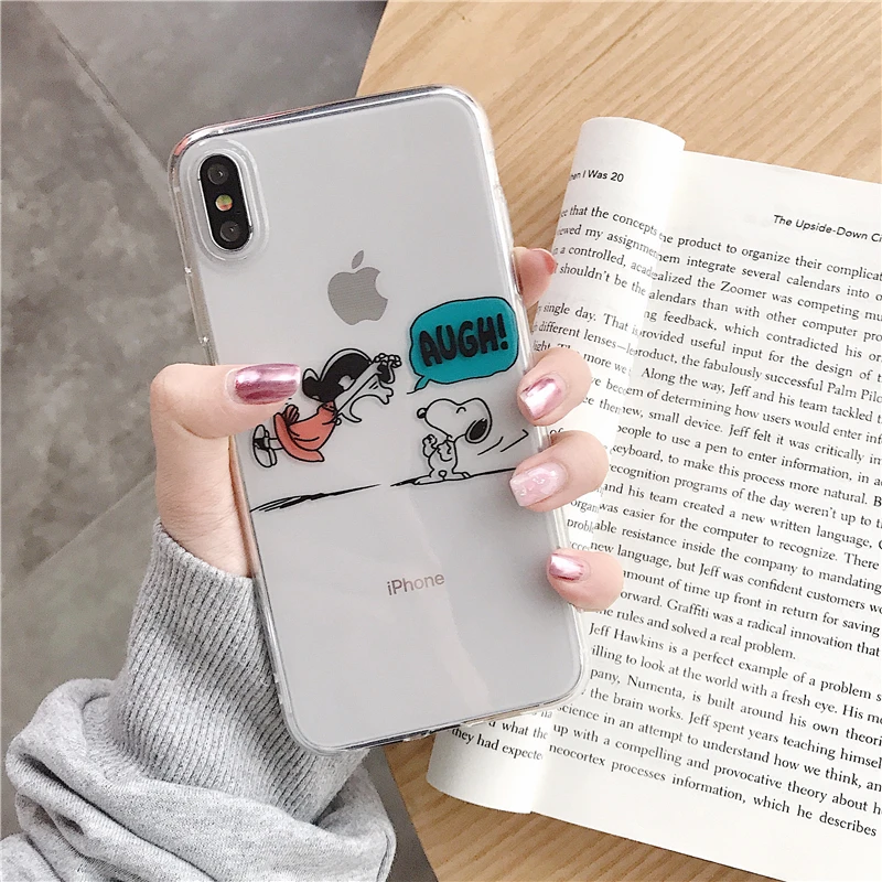 Cute Peanut Comic puppy Cartoon Charlie Brown Lucy couple case for iphone x xr xs max 6 6s 7 8 plus Soft silicon cover coque