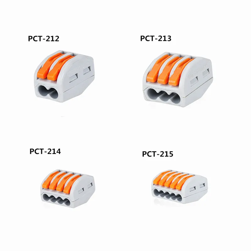 

Type 10pcs 222-412(PCT212)/413/415 Universal Compact Wire Wiring Connector Conductor Terminal Block With Lever 0.08-2.5mm2
