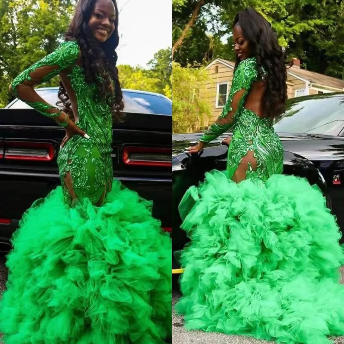 Lime Green 2021 Mermaid Prom Dresses 