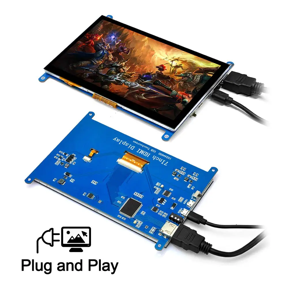 7 дюймовый емкостный сенсорный экран TFT LCD дисплей HDMI модуль 1024x600 для Raspberry Pi 3 Model B +