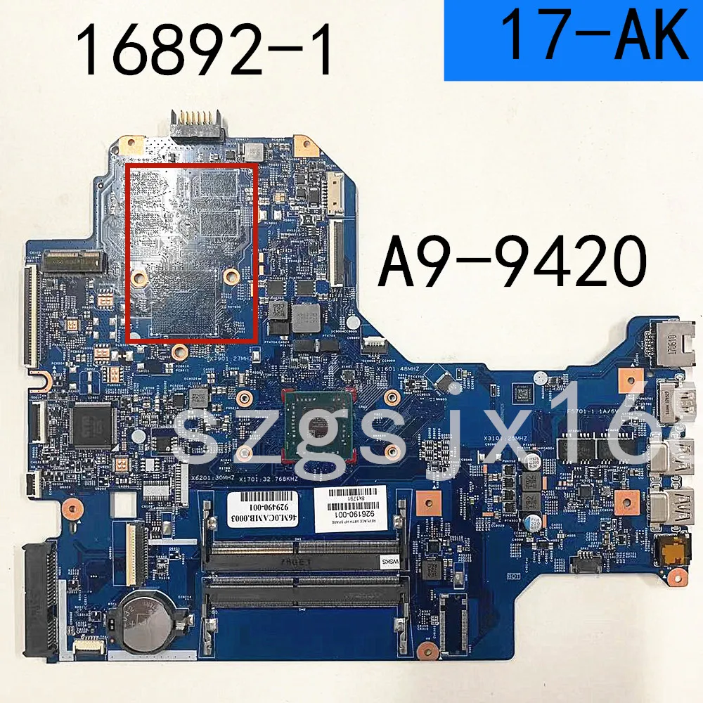 

For HP 17-AK laptop motherboard A9-9420 CPU integrated graphics card 16892-1 complete full test