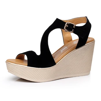 

2019 Xiapo with sandals women's platform high-heeled word buckle waterproof platform large size muffin sandals